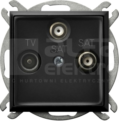 ARIA 1,5dB czarny metalik Gniazdo RTV-SAT z dwoma wyjściami SAT