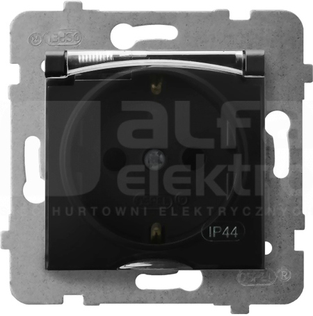 ARIA 2P+Z SCHUKO IP44 czarny metalik Gniazdo bryzgoszczelne z uziemieniem