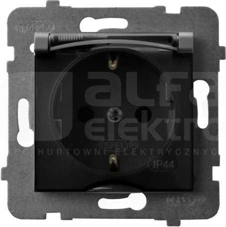 ARIA 2P+Z SCHUKO IP44 szary mat Gniazdo bryzgoszczelne z uziemieniem