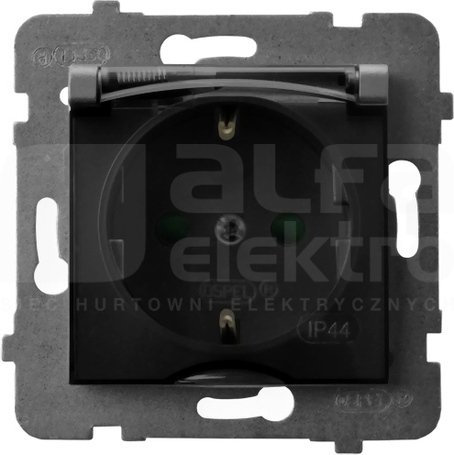 ARIA 2P+Z SCHUKO IP44 szary mat Gniazdo bryzgoszczelne z uziemieniem z przesłonami