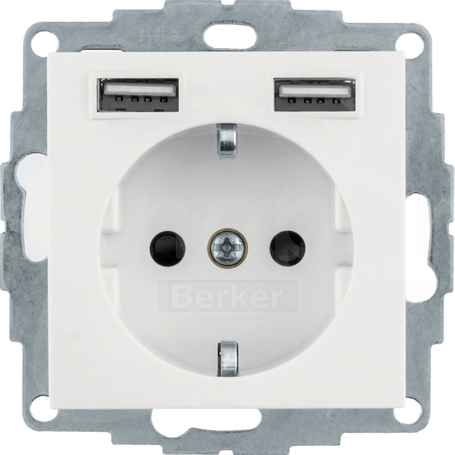 B.3/B.7 2,4A biały mat Gniazdo SCHUKO z ładowarką USB