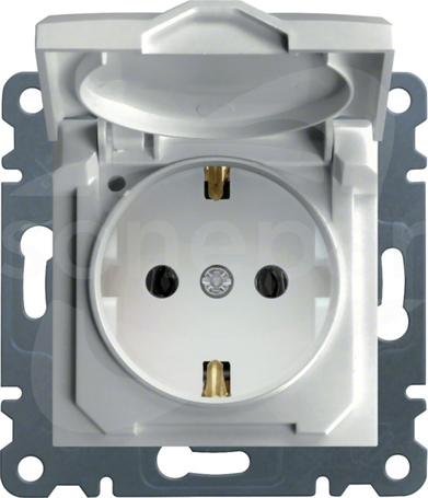 LUMINA 2P 230V 16A IP44 biały Gniazdo sieciowe z klapką