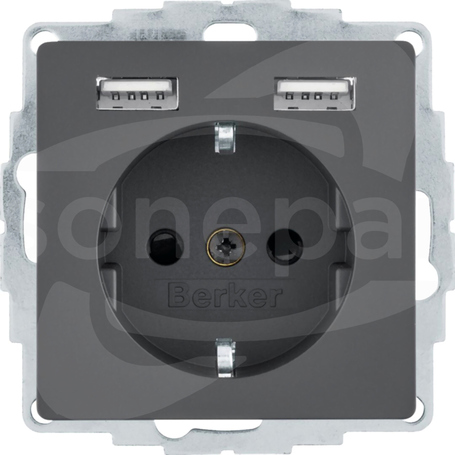 Q1/Q3 antracyt aksamit Gniazdo schuko z USB