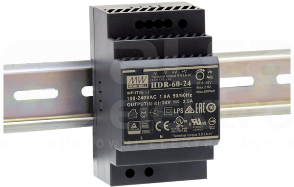 HDR-60 60W 12V/4,5A Zasilacz impulsowy jednofazowy
