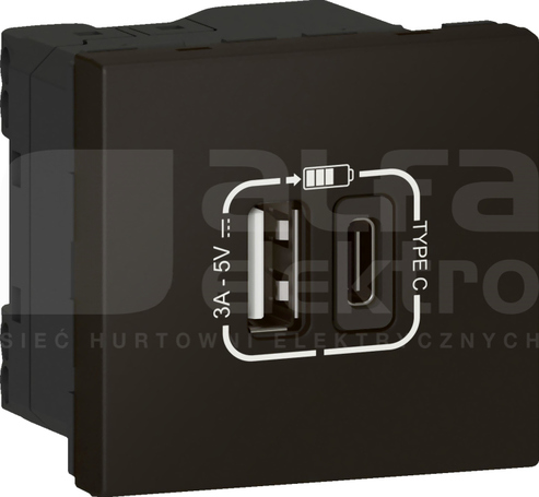 M45 USB A+C 3A antracyt Gniazdo zacisk automat.
