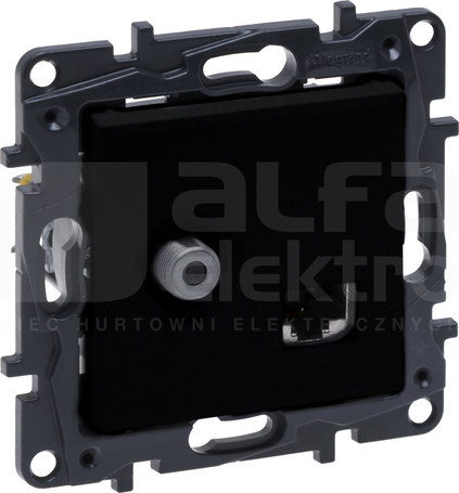 NILOE STEP F + RJ45 kat.6 UTP czarny Gniazdo komputerowo-antenowe