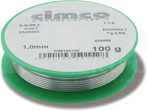 S-Sn99,3, Cu0,7 bezołowiowe 1mm/250g Spoiwo