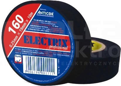 ELECTRIX 160 0,16x19mm 10m czarny Taśma tkaninowa