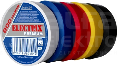 ELECTRIX 200 PREMIUM 0,18x19mm 18m tęcza (5szt) Taśma elektroizolacyjna PCV