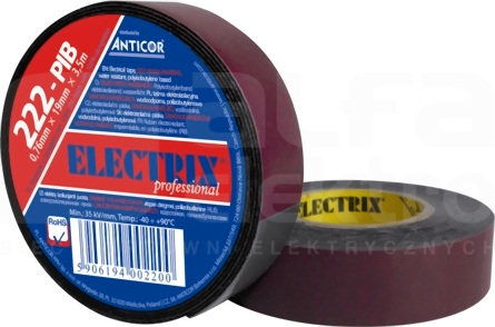 ELECTRIX 222-PIB 0,76x19mm 7,5m czarny Taśma elektroizolacyjna samowulkanizująca