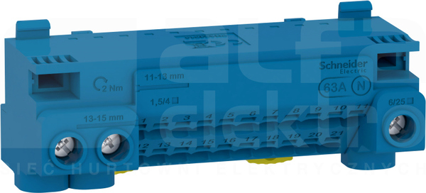 63A 3x25mm2+21x4mm2 Blok rozdzielczy