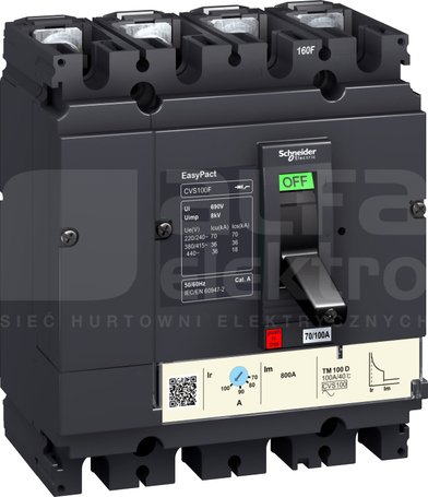 CVS160F TM100D 4P 36kA 100A wyłącznik EasyPact CVS 4P