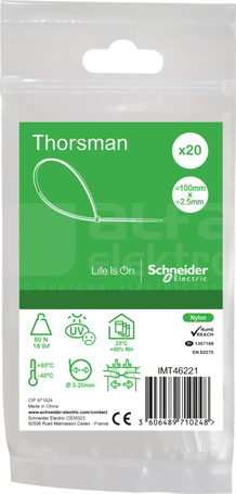 THORSMAN 100x2,5 x20 czarny Opaska kablowa
