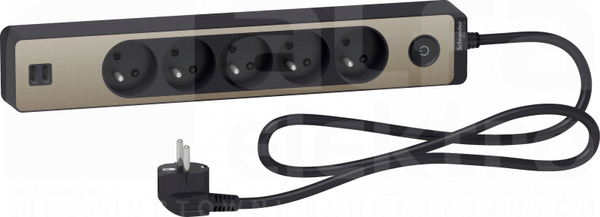ODACE 2xUSB 1,5m antracyt/szczotkowany brąz Przedłużacz 5-gniazdowy z łącznikiem
