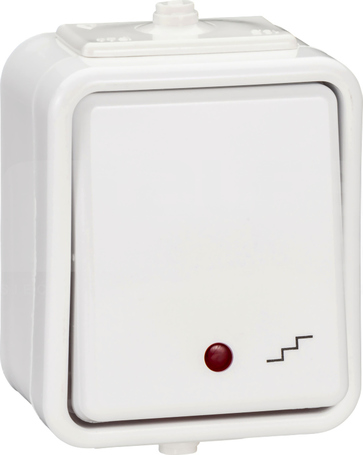 CEDAR IP44 biały Łącznik schodowy podśw.