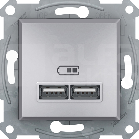ASFORA USB 2,1A aluminium Gniazdo ładowarki bez ramki