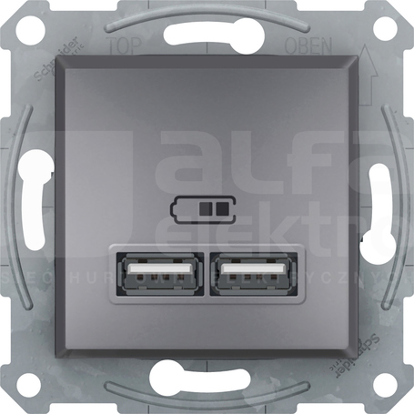 ASFORA 2xUSB 2.0 2,1A stal Gniazdo podwójne USB