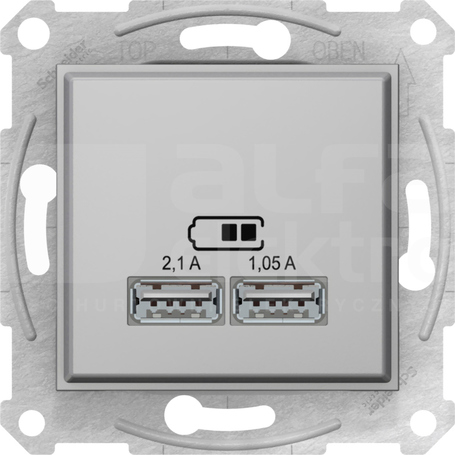 SEDNA 2xUSB 2.0 2,1A aluminium Gniazdo podwójne USB
