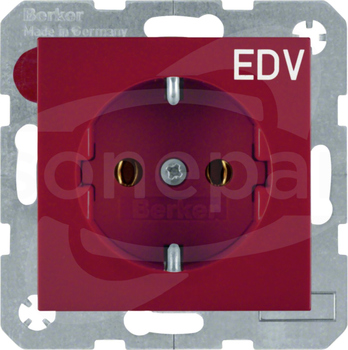 S.1/B.3/B.7 GLAS SCHUKO czerwony Gniazdo sieciowe z nadr.EDV