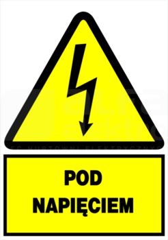 148x210 "POD NAPIĘCIEM' Tabliczka ostrzeg.samoprzylepna