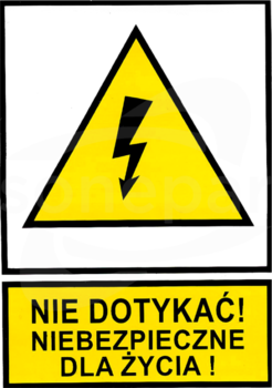 NO3-NDNDŻ 74x105 "NIE DOTYKAĆ NIEBEZP.DLA ŻYCIA" Tablica samoprzylepna