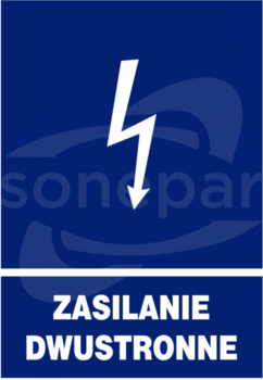 148x210 "ZASILANIE DWUSTRONNE" Znak elektryczny informacyjny