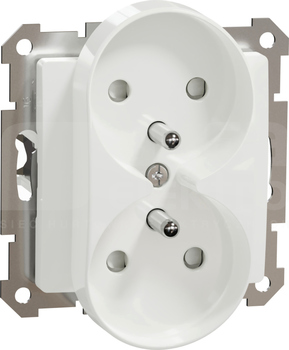 SEDNA DESIGN 2x2P+Z biały Gniazdo sieciowe z przesłonami do syst.ramkowego