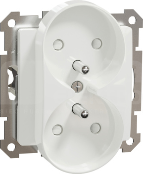SEDNA DESIGN 2x2P+Z do ramek ELEMENTS biały Gniazdo sieciowe z przesłonami do syst.ramkowego