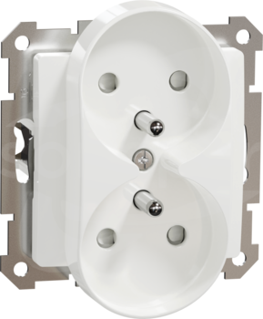 SEDNA DESIGN 2x2P+Z biały Gniazdo sieciowe z przesłonami do syst.ramkowego