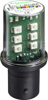 DL1BDB8*ŻÓŁTO-POMAR. Dioda LED trzonek ba 15D 24V