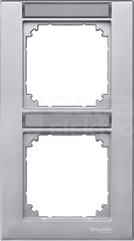MERTEN M-PLAN aluminium Ramka 2-krotna pionowa z polem opisowym