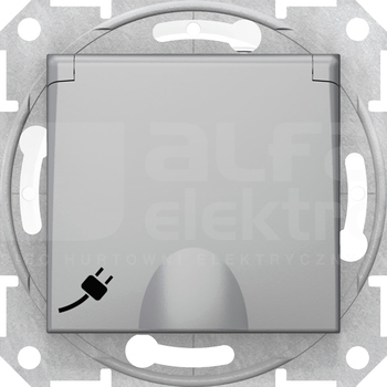 SEDNA 2P+Z aluminium Gniazdo sieciowe z przesł.z klapką