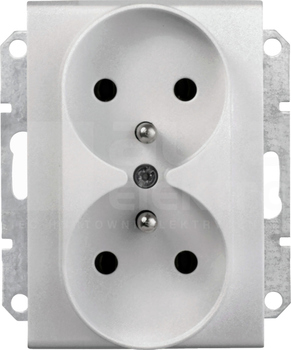 SEDNA 2x2P+Z aluminium Gniazdo sieciowe do ramek