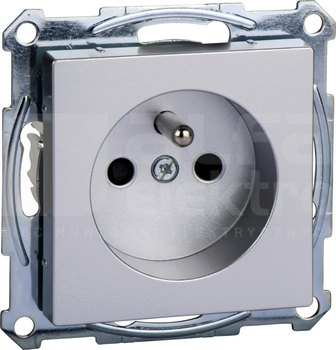 MERTEN M 2P+Z aluminium Gniazdo sieciowe z przesł.