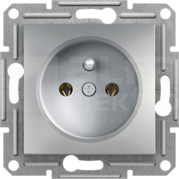 ASFORA 2P+Z aluminium Gniazdo sieciowe bez ramki