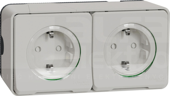 MUREVA STYL IP55 2x2P+Z SCHUKO biały Gniazdo sieciowe podwójne