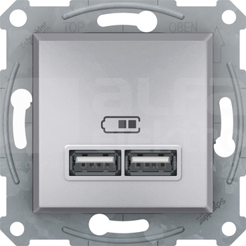 ASFORA USB 2,1A aluminium Gniazdo ładowarki bez ramki