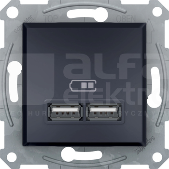 ASFORA 2xUSB 2.0 2,1A czarny Gniazdo podwójne USB