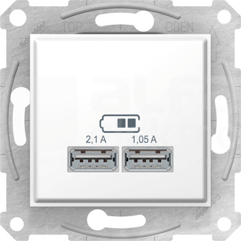 SEDNA 2xUSB 2.0 2,1A biały Gniazdo podwójne USB
