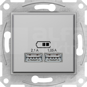 SEDNA 2xUSB 2.0 2,1A aluminium Gniazdo podwójne USB