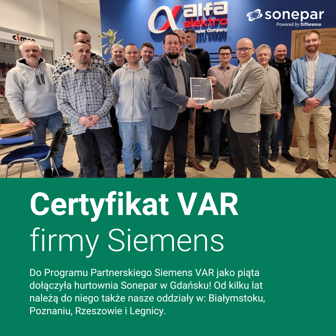 Certyfikat VAR firmy Siemens